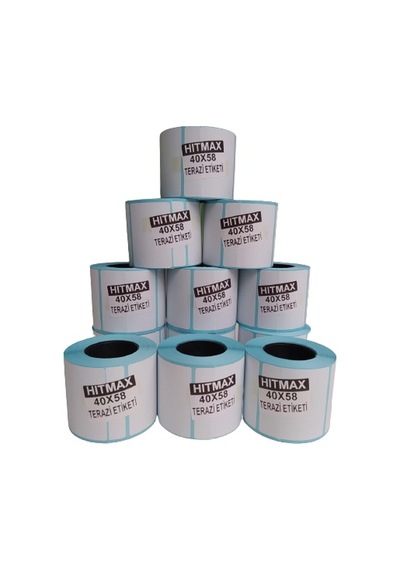 40X58 TERAZİ ETİKETİ TOPLAM 12 RULO 1.KALİTE  (TAM METRAJ)