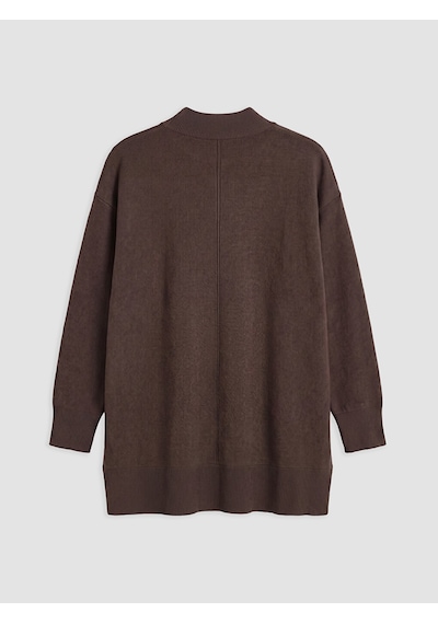 Lc Waikiki Lc Waıkıkı Kahverengi Yarım Balıkçı Yaka Kadın Oversize Triko Tunik