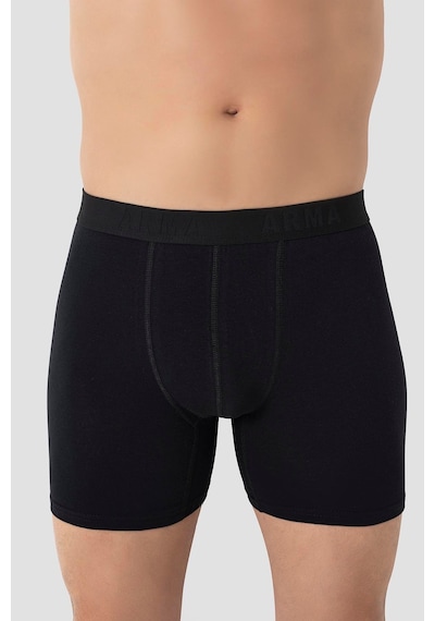 Arma Yıldız Erkek Siyah Büyük Beden Boxer Pamuklu Likralı 10'lu Paket Siyah