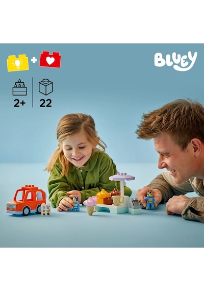 LEGO® DUPLO® Bluey: Bluey ile Dondurma Gezisi 10458 - 2 Yaş ve Üzeri Çocuklar için Araç İçeren Oyuncak Yapım Seti (22 Parça)