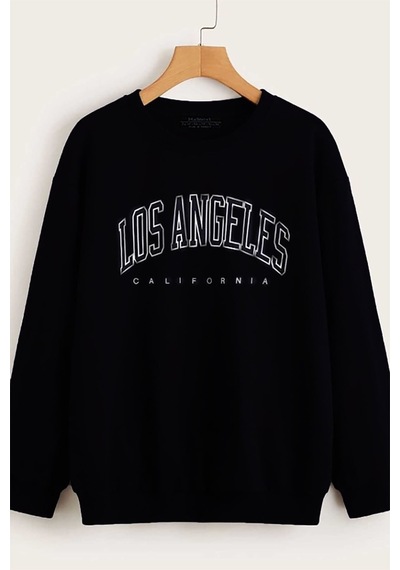 Mad Girls Siyah Baskılı Oversize Kadın Sweatshirt Mg780