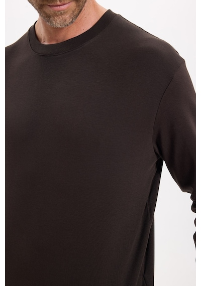 Tudors Unisex Relax Fit Rahat Kesim %100 Pamuk Uzun Kollu Bisiklet Yaka Kahverengi Basic Tişört-51284 Tudors Unisex Relax Fit Rahat Kesim %100 Pamuk Uzun Kollu Bisiklet Yaka Kahverengi Basic Tişört-51284