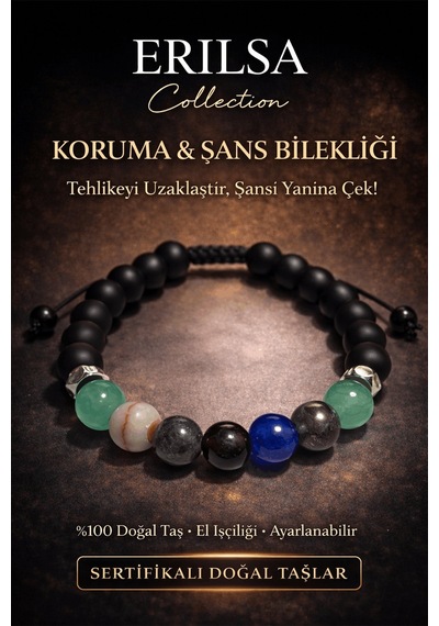 Sertifikalı Koruma Nazar Şans Bilekliği - Aventurin Jasper İyolit Dumanlı Kuvars Akik Taşı Çok Renkli