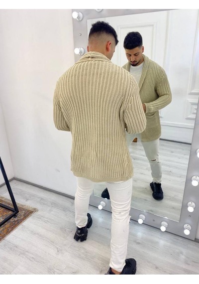 Elku Moda Elkumoda Hırka Kalın Örgü Şal Yaka Cepli Panço Triko Hırka-HIRKA2092