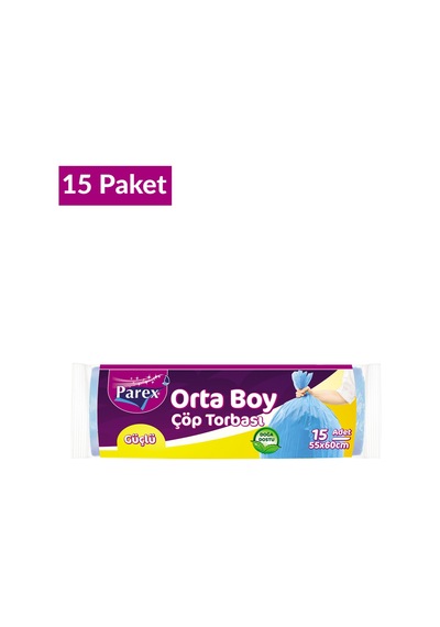 Güçlü Çöp Torbası Orta Boy 15'li 55 X 60 Cm 15 Paket