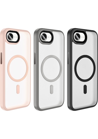 Apple Uyumlu iPhone 17e Kılıf Mat Arka Yüzey Wireless Şarj Özellikli Zore Flet M-safe Kapak - Siyah