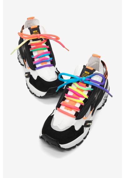 Tonny Black Rahat Kalıp Renkli Lastik Boğazlı Bağcıklı Sneaker Kadın Siyah Beyaz Sneaker Tbtdyz1903