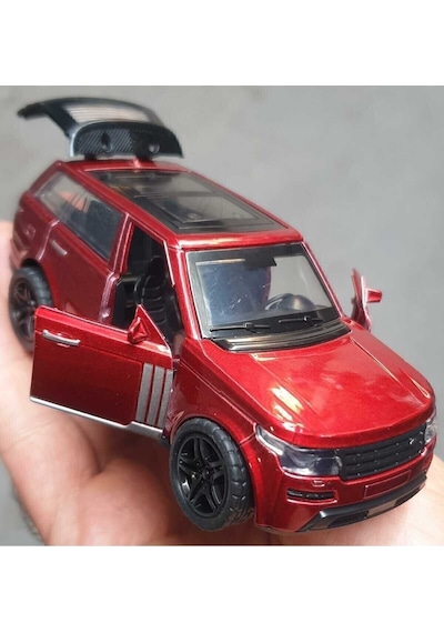 Die Cast Metal Range Rover Jip 12 Cm Oyuncak Araba Çek Bırak Model Araba Kapı Bagaj Açılır Kırmızı Kırmızı