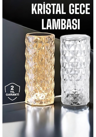 Gece Lambası Kristal Lamba Dokunmatik Şarjlı Hediyelik Diğer