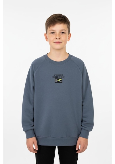 Kanguru Cepli Baskılı Detaylı Erkek Çocuk Sweatshirt-90882 İndigo