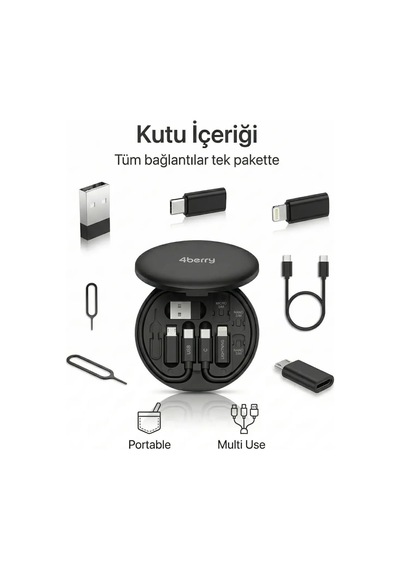 6'sı 1 Arada 60w Hızlı Şarj Kablo Seti Telefon Standlı Taşınabilir Çoklu Bağlantı Kiti Type-c & Lightnin