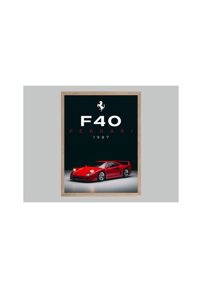 Ferrari F40 Ahşap Çerçeveli Tek Parça Oturma Odası Genç Odası Dekoratif Tablo Çok Renkli - 817106775 Çok Renkli