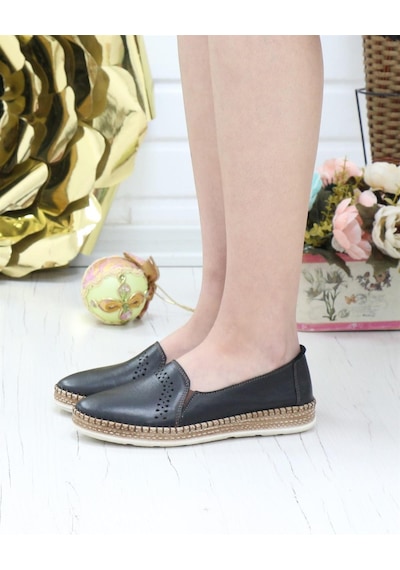 Nesil Shoes Syg P51 Siyah Hakiki Deri Kadın Ayakkabı