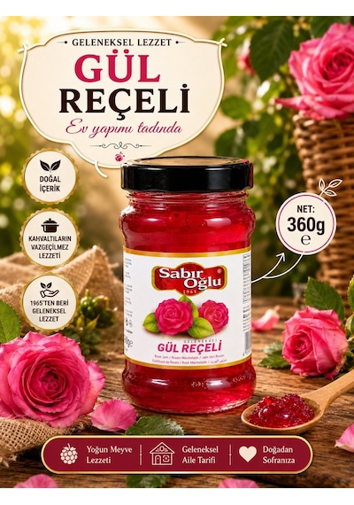 Sabıroğlu Gül Reçeli Net 360 Gr Kavanoz