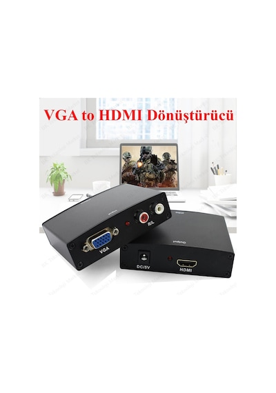 Vga+R/L Audio To Hdmı Converter Ses Destekli Vga-Hdmı Çevirici
