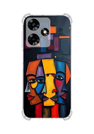 Printify Infinix Hot 30 İle Uyumlu Şeffaf Silikon Kılıf Uv Baskılı Esnek Tpu Kapak Totem Face No2