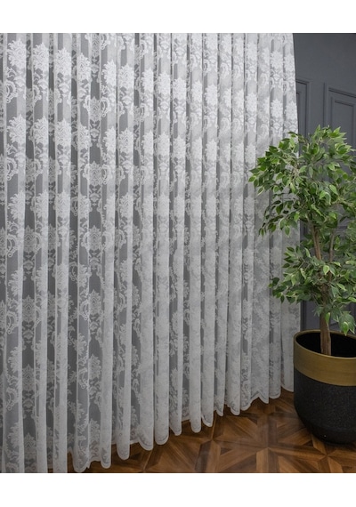 Evdepo Home Damask Kullanıma Hazır Tül Perde (546640431)