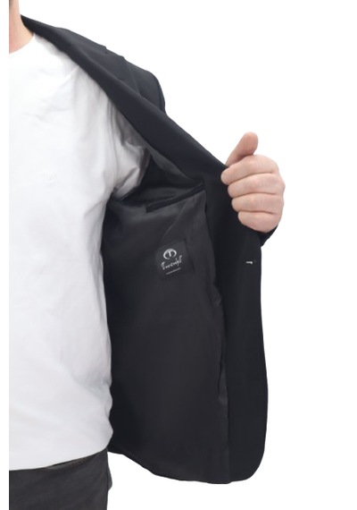 Twenhil Dmctekstil Erkek Siyah 201 Düz Klasik Kesim Normal Kalıp Çift Düğme Blazer Ceket