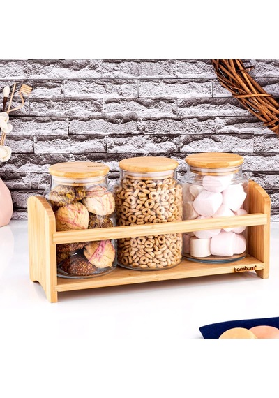 Lexroo Bench Standlı 4 Parça Küçük Cam Baharat Takımı