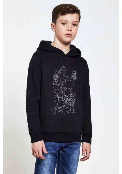 Tshirthane Anime One Punch Man Baskılı Unisex Çocuk Kapüşonlu Siyah Sweat (528768484) Siyah