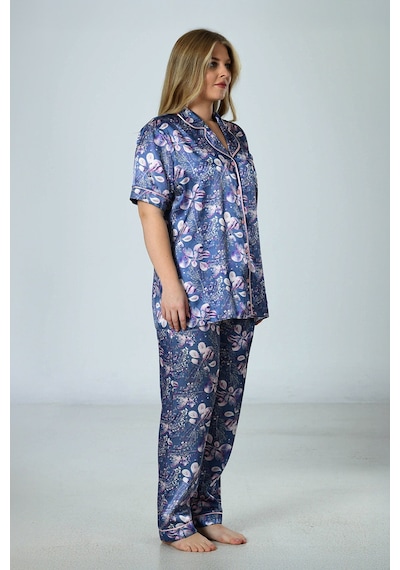 Nisanca Premium Saten Çeyizlik Kadın Pijama Takımı Kore İpeği Dokusu, Dantel Detaylı, Hediye Kutulu Füme