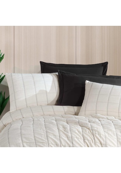 Zebra Casa Elisa Çift Kişilik 6 Parça Yatak Örtüsü Seti / Siyah