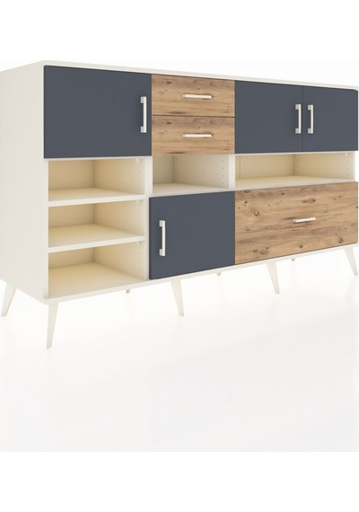Hyperion Konsol 7 Raflı 3 Çekmeceli 4 Kapaklı 176x44x99 Aytaşı-an Aytaşı-antrasit/çam