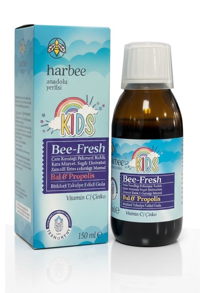 Harbee Bee-fresh Kids Çocuklar İçin Propolisli Şurup - Bal, Kara Mürver, C Vitamini & Çinko 150 Ml