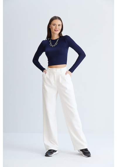 Sortie Collection Rahat Kesim Klasik Model Kumaş Pantolon Ekru