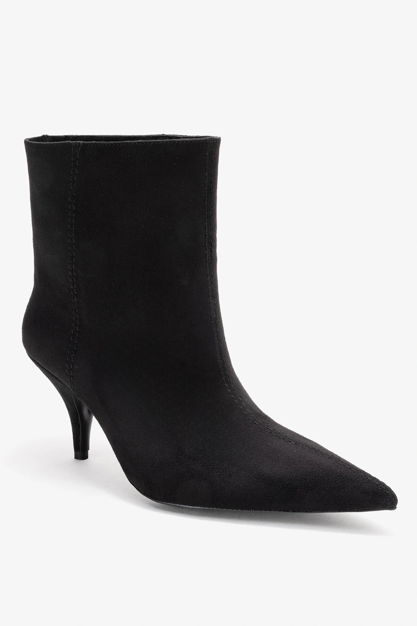 Luvishoes Luvi Shoes Nuvıa Siyah Süet Sivri Burunlu Kadın Topuklu Bot Siyah Süet
