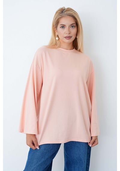 Herkesemoda Kadın Tesettüre Uygun Geniş Kollu Body Somon