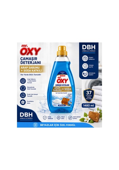 Oxy Sıvı Camasır Deterjanı Arap Sabunu+ Soda Beyazlar 1460 Ml Mavı
