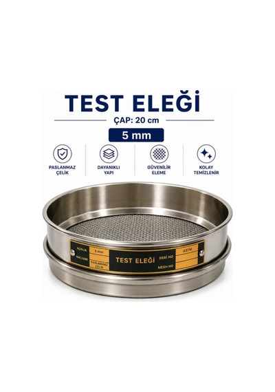 Test Eleği - Çap: 20 Cm 5 Mm Paslanmaz Çelik