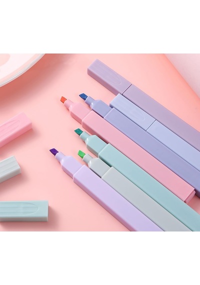 Ultra Pastel Renk Fosforlu İşaretleme Kalemi 6'li Set, İşaretleme Kalemi, Okul Ve Öğrenciler İçin Genel
