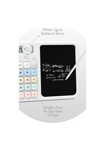 Lcd Ekran Yazı Tahtalı Hesap Makinesi 12 Haneli Tabletli Hesap Makinesi Beyaz Diğer