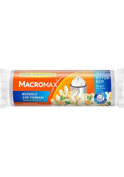 Macromax Büzgülü Büyük Çöp Torbası Vanilyalı 20'li 4 Adet