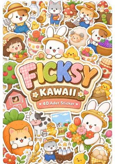 Kawaii Sevimli Çiftçi Sticker Seti - 40 Adet Çiftlik Hayatı Etiket Çıkartma Diğer