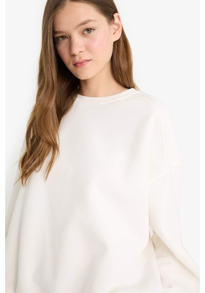 Defacto Oversıze Basıc Sweatshirt A4177AX23WN Beyaz
