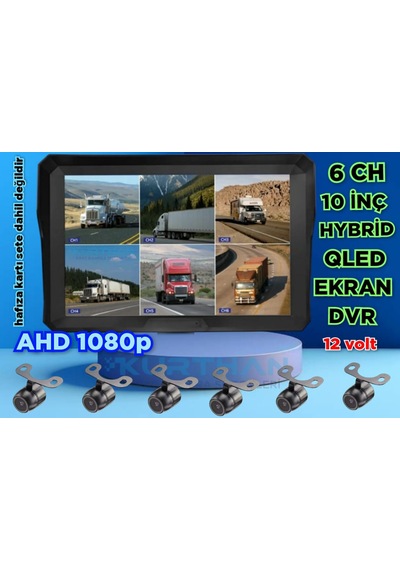 Qled Ekran 10'' Dvr Monitör 6 Adet Ahd 1080p Kelebek Kamera 12v