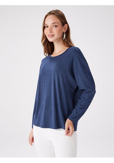 Faik Sönmez Yuvarlak Yaka Uzun Kol T-shirt W27tsh009 Bw27tsh009188 İndigo
