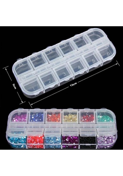 Organizer Malzeme Kutusu 12 Bölmeli Şeffaf Pbb040-13 18 Setbox 13x5x1,5mm Şeffaf
