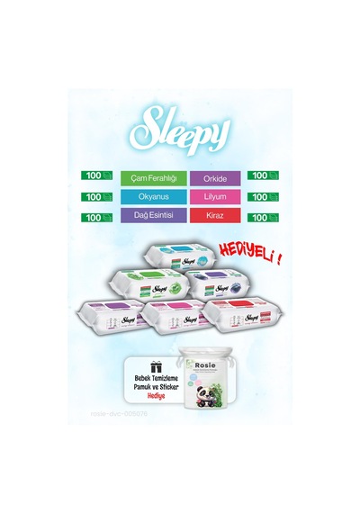Sleepy 6'lı Tanışma Paketi 100 X 6 600 Yaprak Ve Rosıe Bebek Pamuğu Tekli