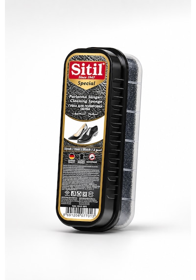 Sitil Dar Kutulu Parlatıcı Ve Temizleyici Ayakkabı Süngeri Siyah