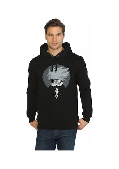 Bant Giyim - Naruto Kakashi Siyah Kapşonlu Erkek Sweatshirt Siyah