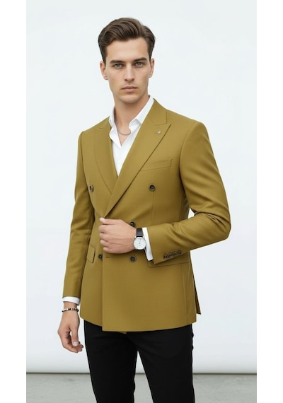 Plus Scorpion Gold Düğmeli Kruvaze Erkek Blazer Ceket Premium Kumaş, Slim Fit Şıklık Camel Plus Scorpion Gold Düğmeli Kruvaze Erkek Blazer Ceket Premium Kumaş, Slim Fit Şıklık Camel
