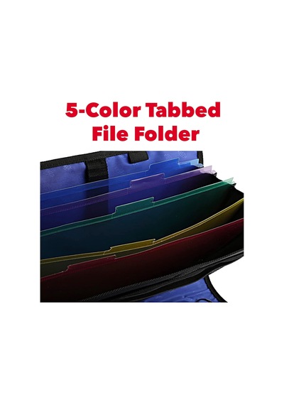 Case-it The Open Tab Velcro Açılış Bağlayıcı - 5 İnç O-halkalar - 5 Renkli Sekme Genişleyen Dosya Klasörü - Çoklu Cepler - 400 Yaprak Kapasitesi - Mavi S-826-a