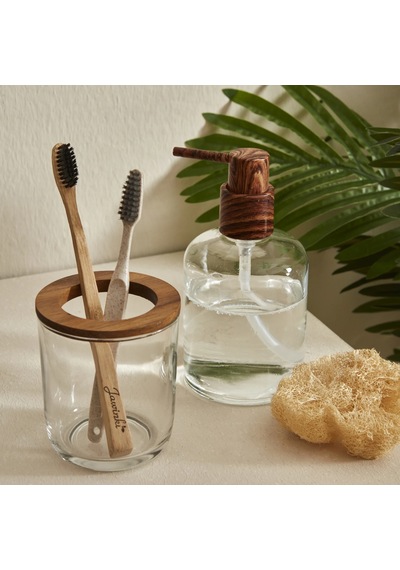 Karaca Home Woody Banyo Aksesuar Seti 2 Parça Şeffaf