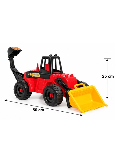 50 Cm Büyük Boy Oyuncak Kepçeli İş Makinesi Kırmızı Sarı Ekskavatör