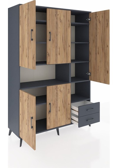 Hyperion Dolap 10 Raflı 2 Çekmeceli 5 Kapaklı 132x44x195 Antrasit-çam/antrasit Atlas Çam/antrasıt Hyperion Dolap 10 Raflı 2 Çekmeceli 5 Kapaklı 132x44x195 Antrasit-çam/antrasit Atlas Çam/antrasıt