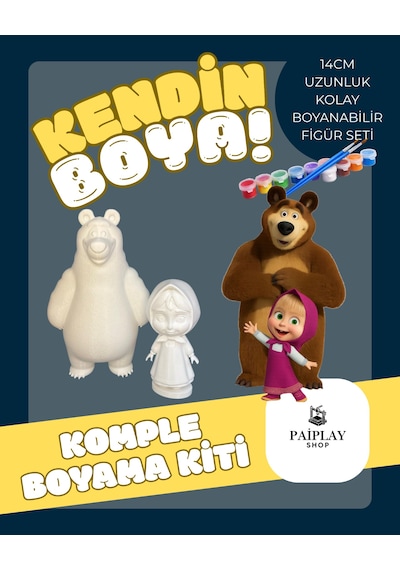 Maşa Ve Koca Ayı - Boyama Seti Ve Maşa And Koca Ayı Figürü Maşa ile koca ayı